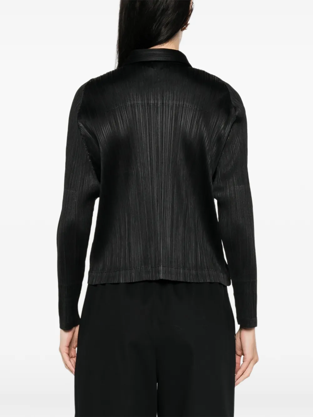 Pleats Please Issey Miyake Jack met geplooide kraag Zwart