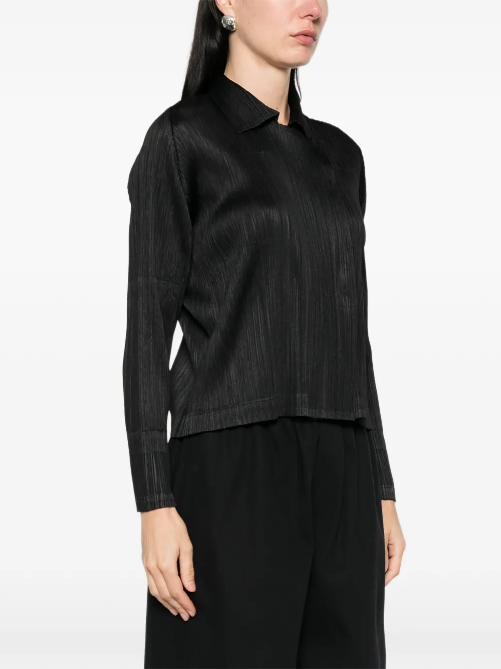  Pleats Please Issey Miyake Pleated Collar Jacket - Black 
