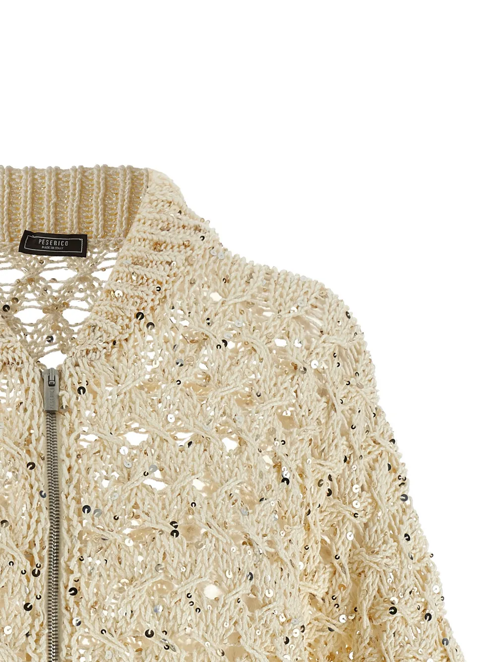Peserico Katoenen vest met pailletten Beige
