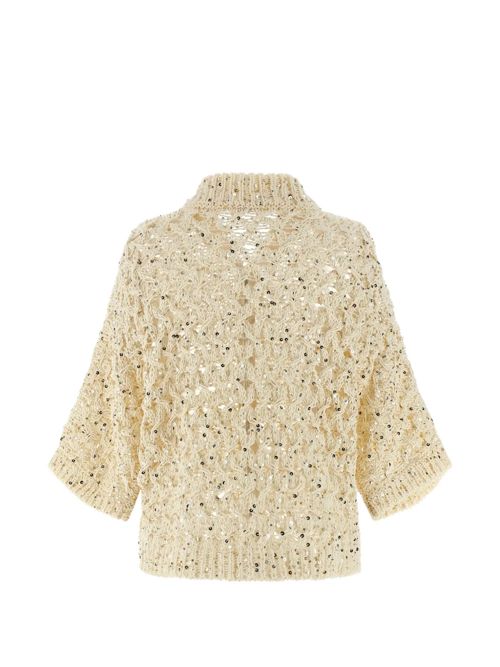 Peserico Katoenen vest met pailletten Beige