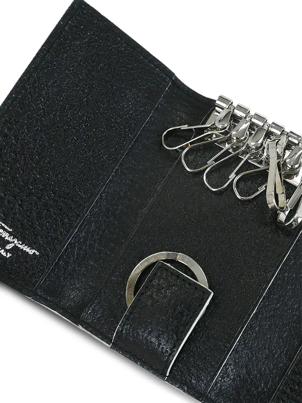  Ferragamo Pre-owned 1990-2000s Textured Leather Key Case - Black 