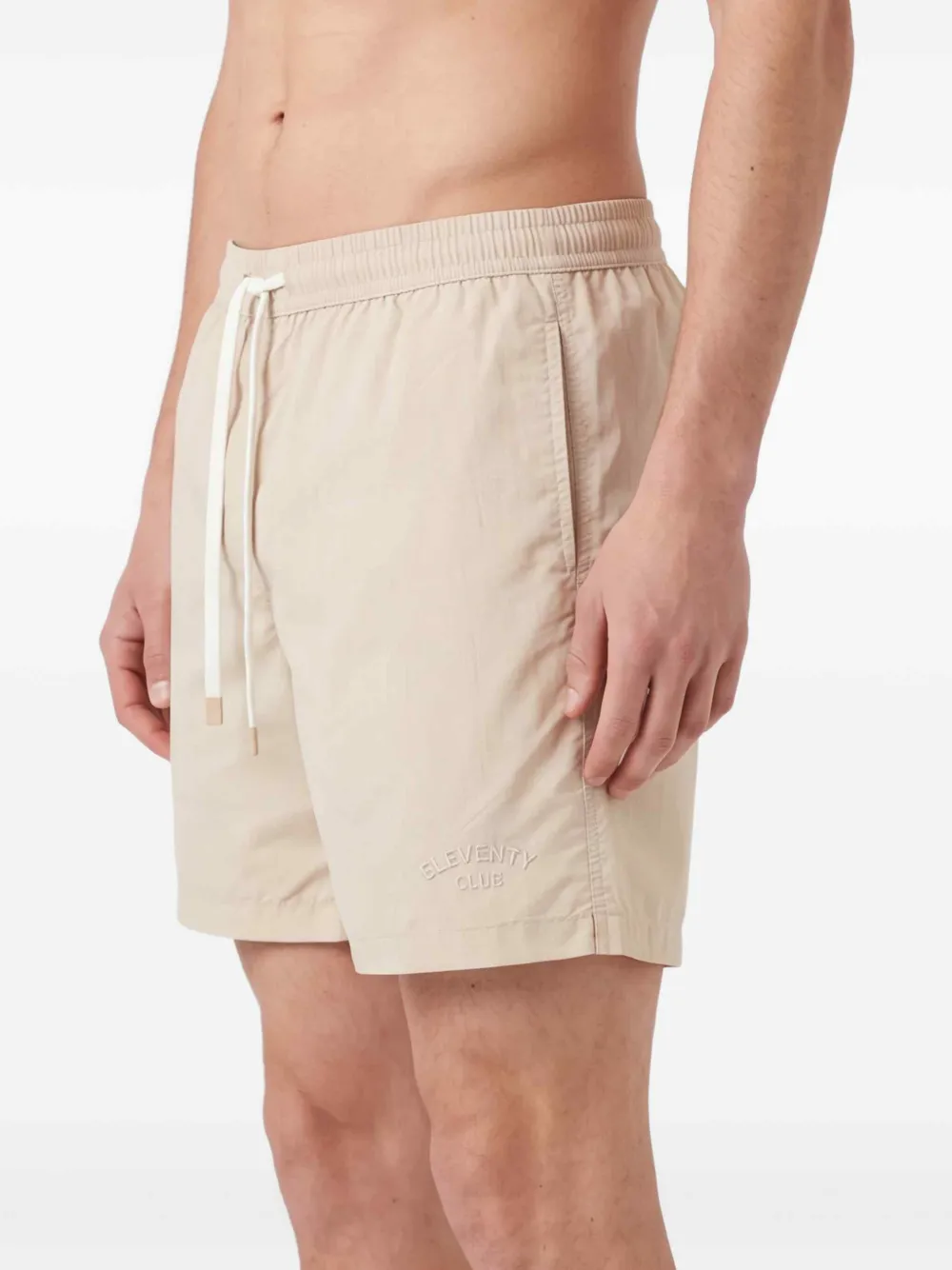Eleventy Zwembroek met geborduurd logo Beige