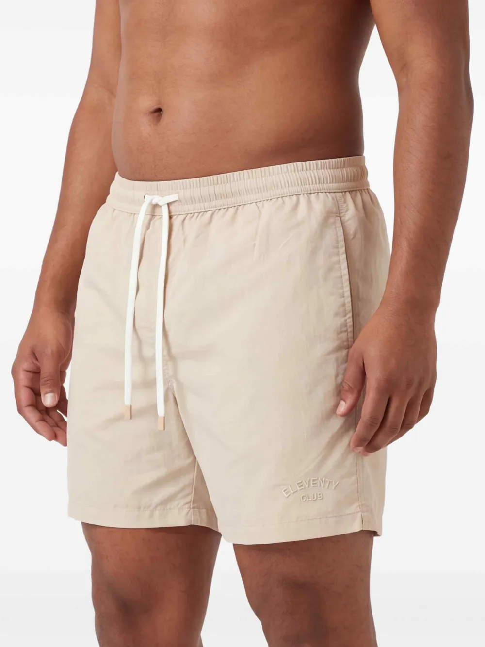 Eleventy Zwembroek met geborduurd logo Beige