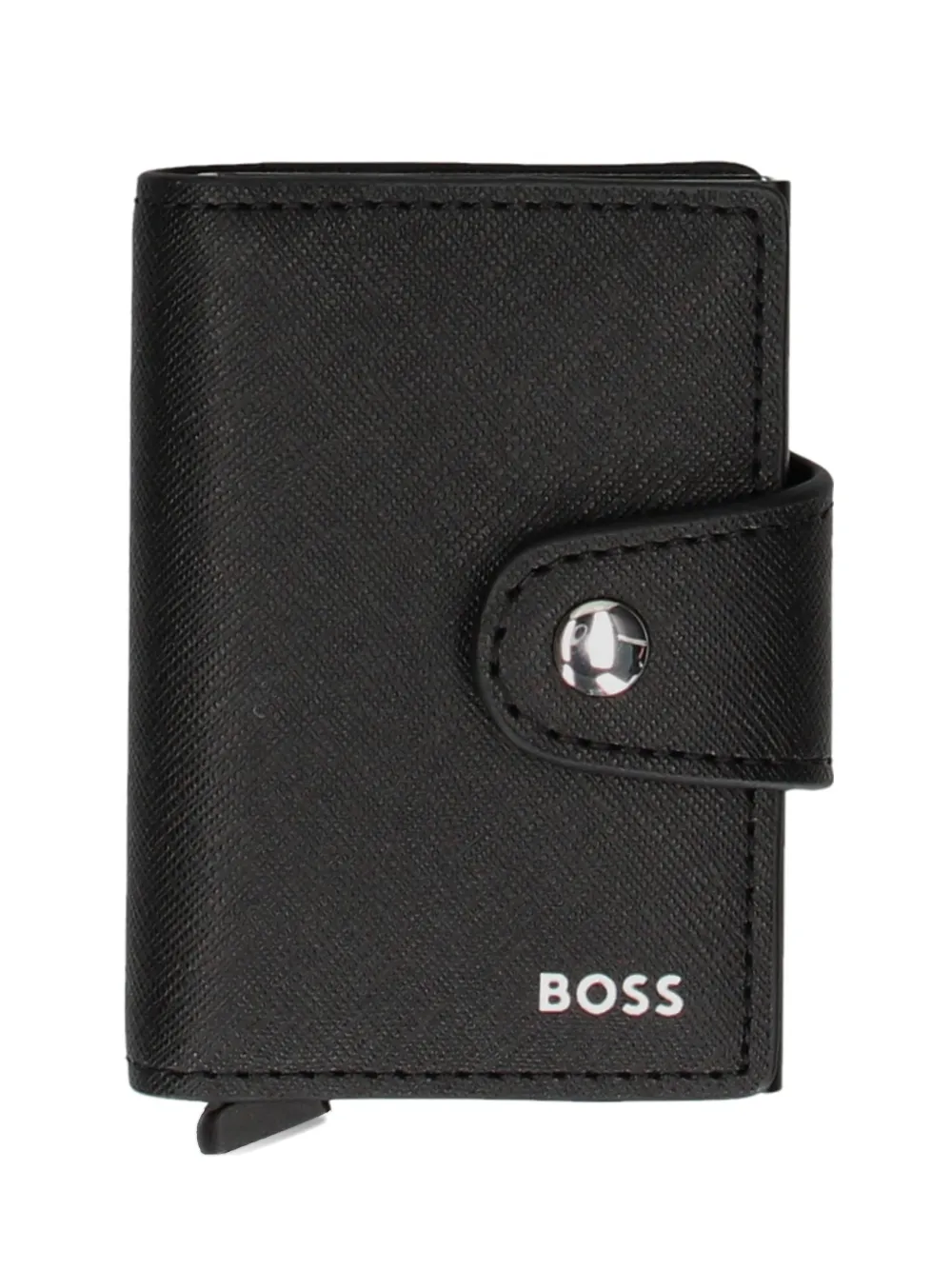 BOSS snap-button leather wallet - Nero