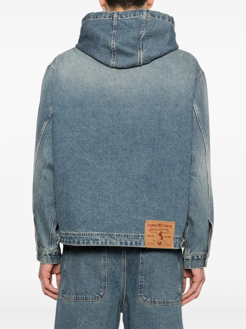 CARNE BOLLENTE Denim jack met capuchon Blauw