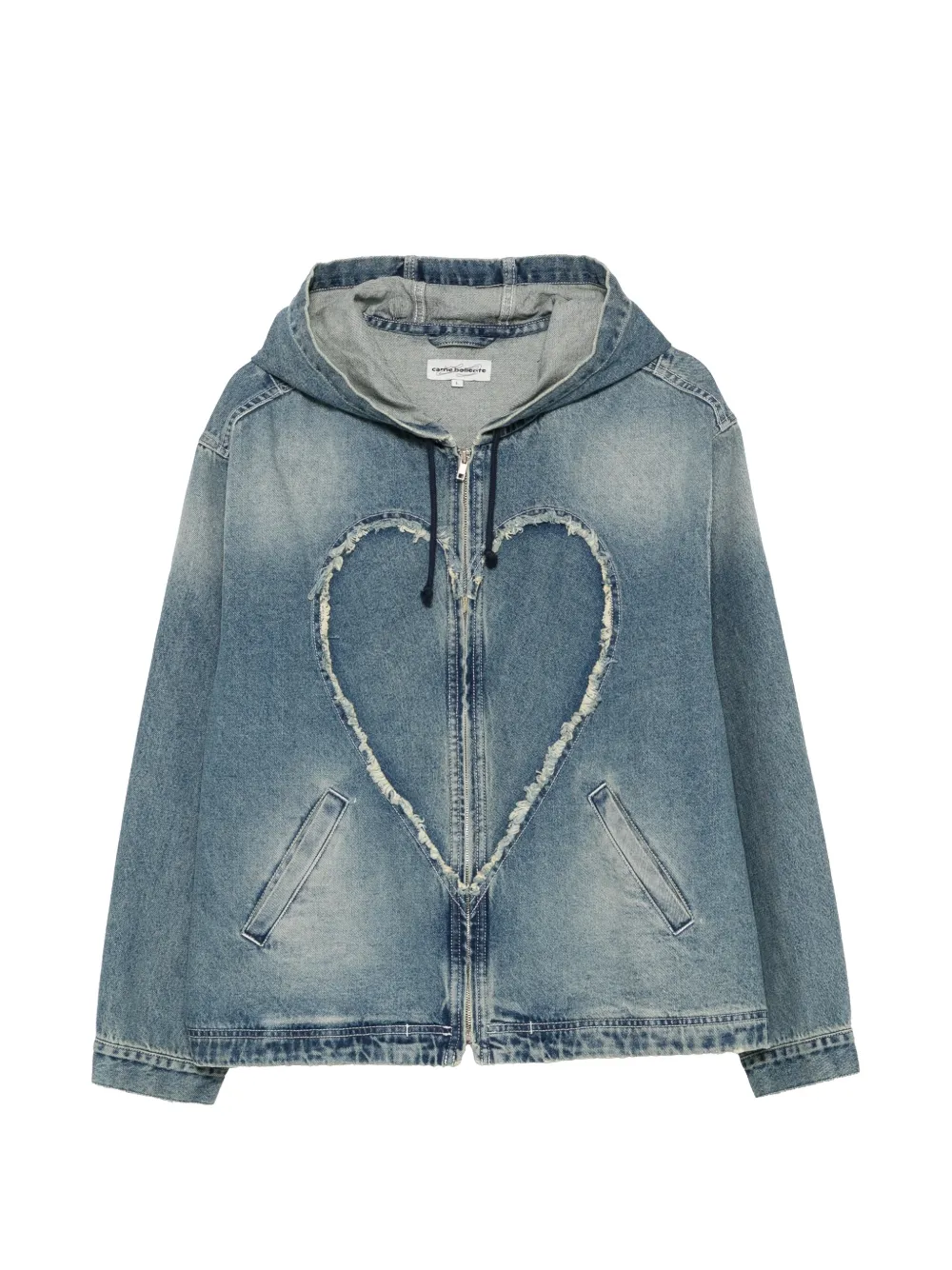 CARNE BOLLENTE heart hooded denim jacket - Blu