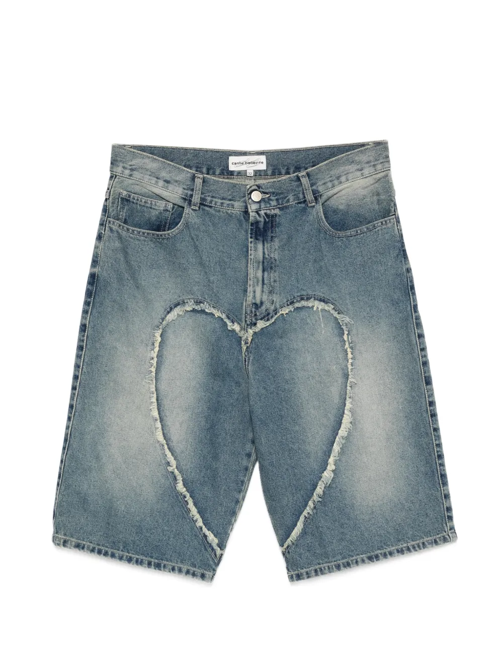CARNE BOLLENTE heart denim shorts - Blu