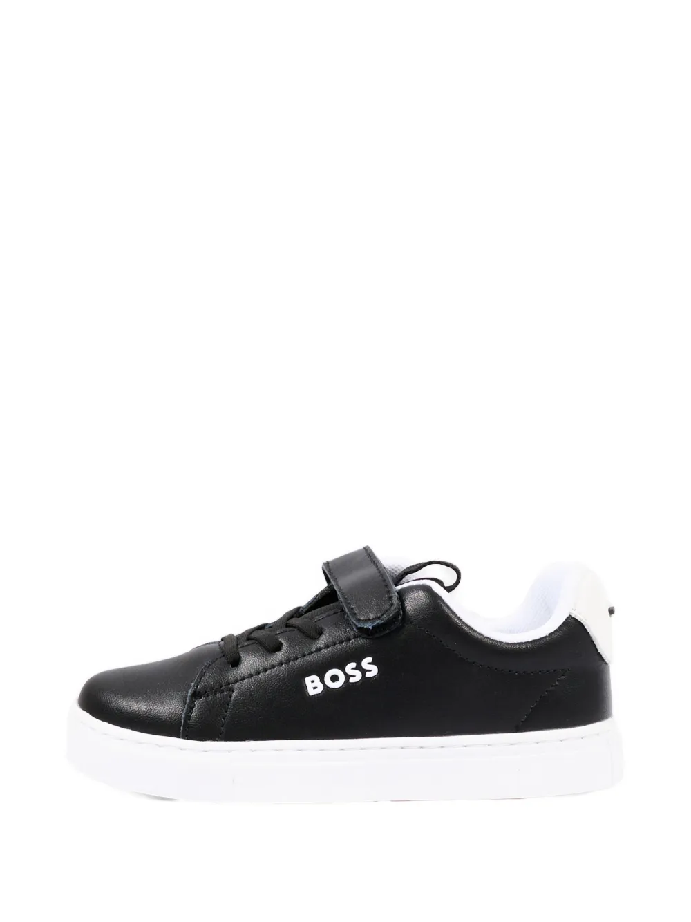 BOSS Kidswear leather sneakers Zwart