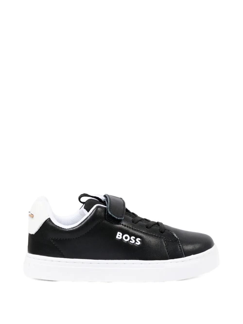 BOSS Kidswear leather sneakers Zwart