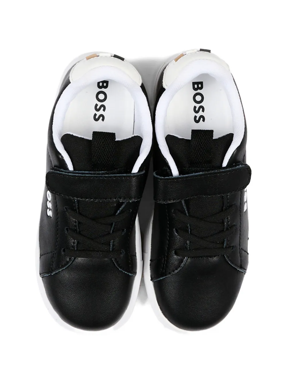 BOSS Kidswear leather sneakers Zwart