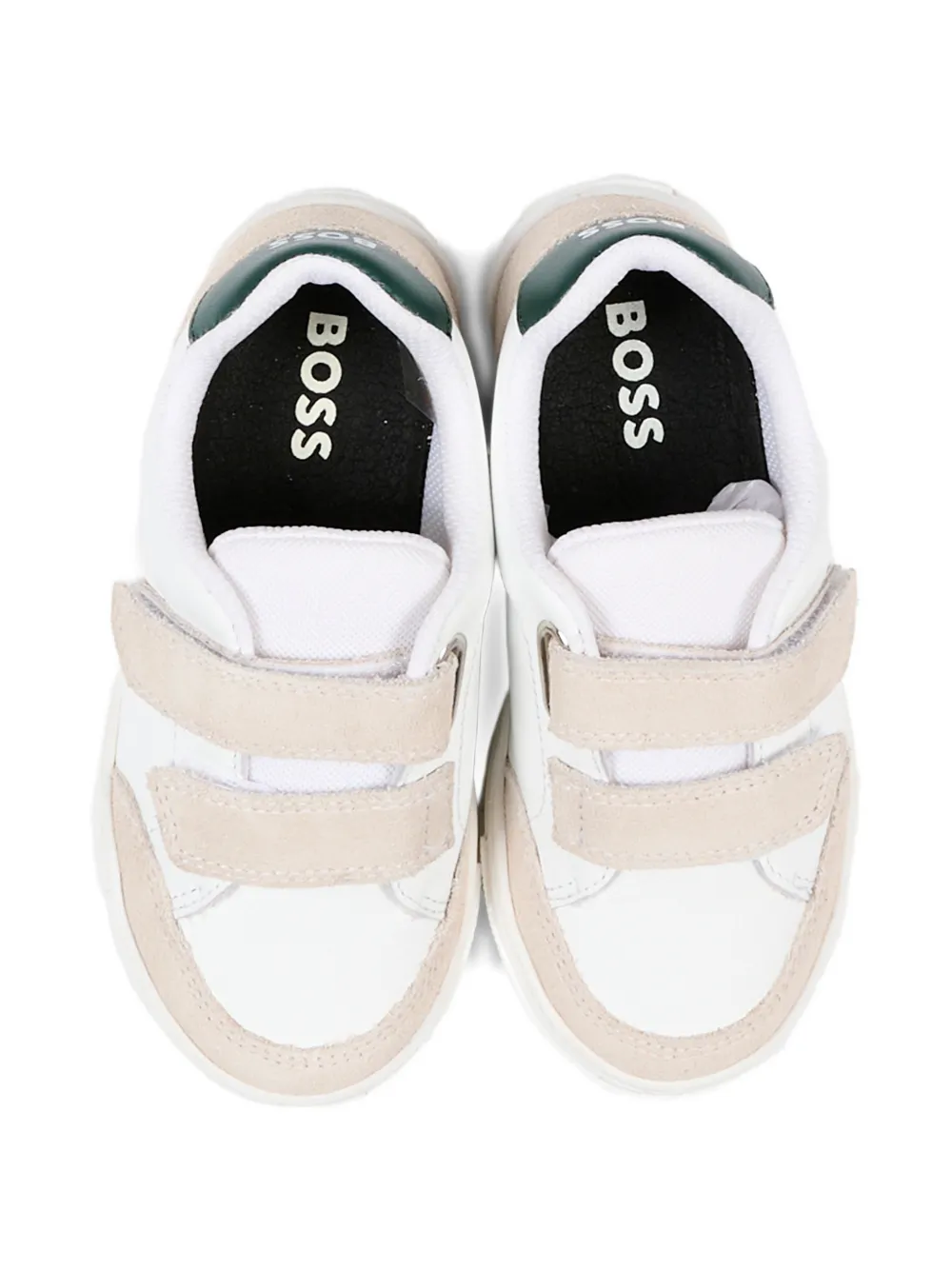 BOSS Kidswear touch-strap leather sneakers Wit