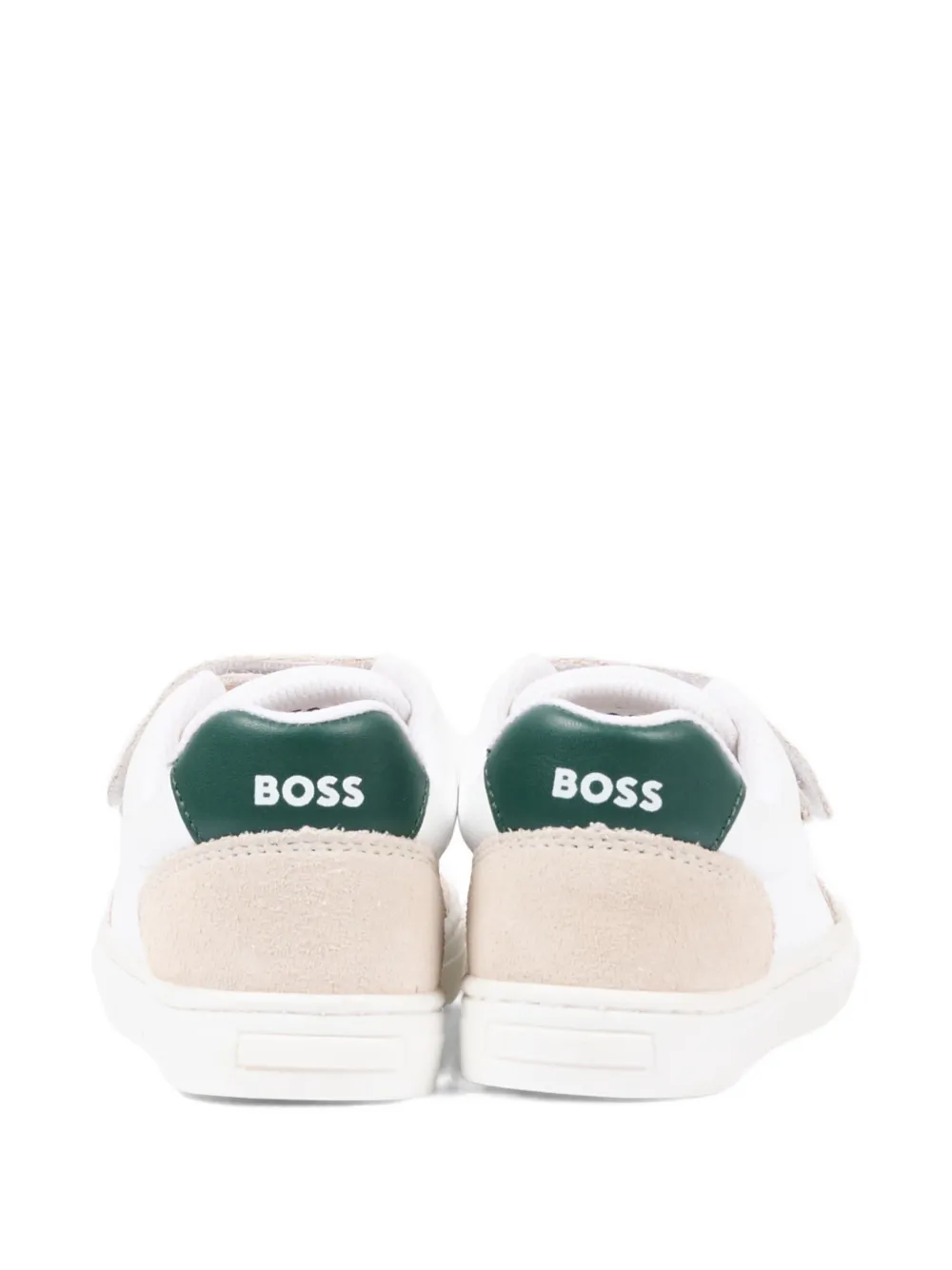 BOSS Kidswear touch-strap leather sneakers Wit