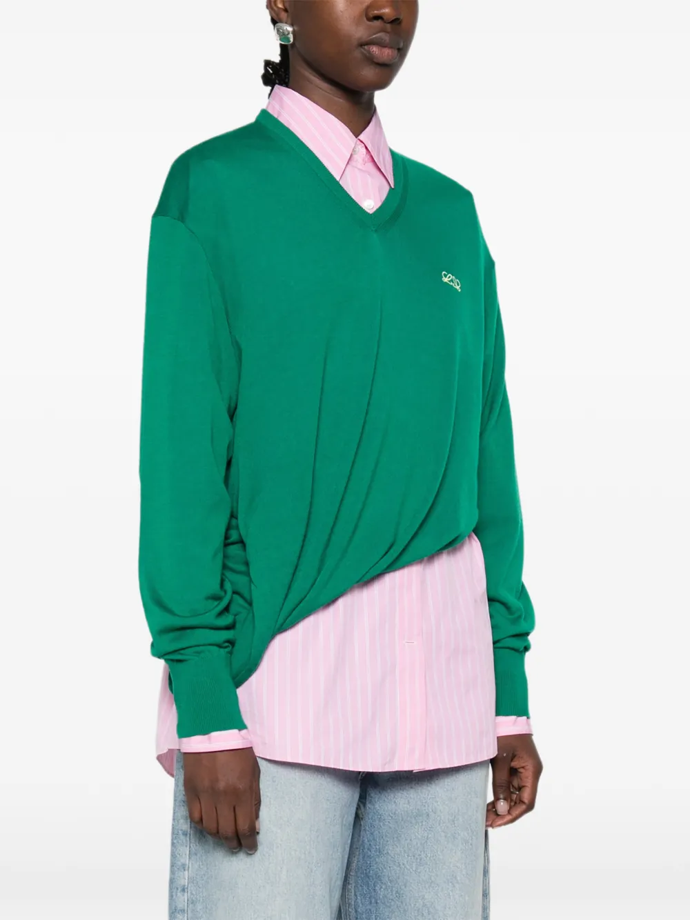 LOEWE Wollen trui met gedraaid detail Groen