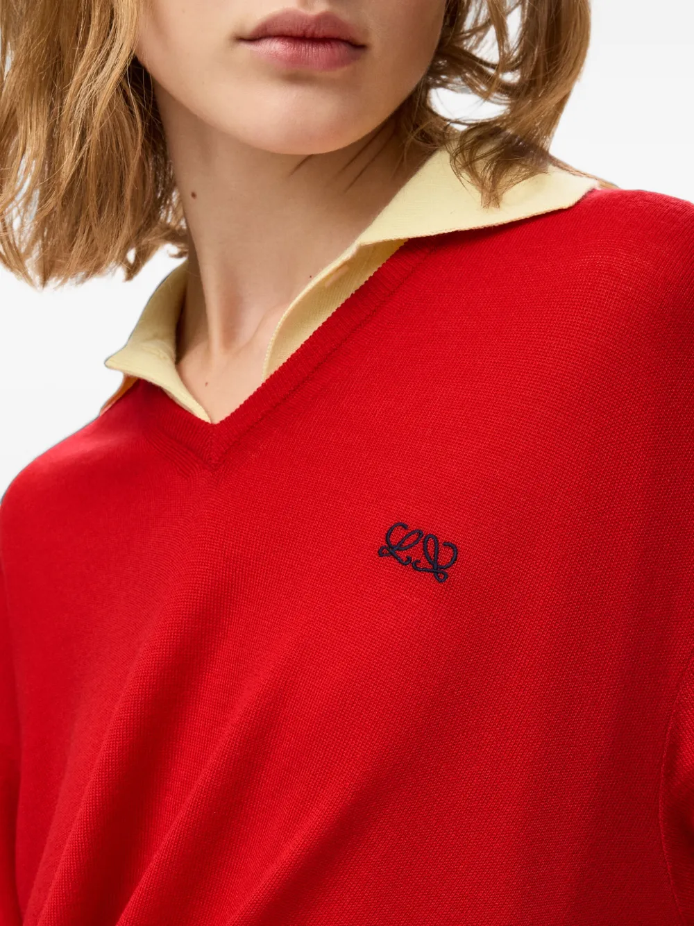 LOEWE Trui met V-hals en gedraaid effect Rood