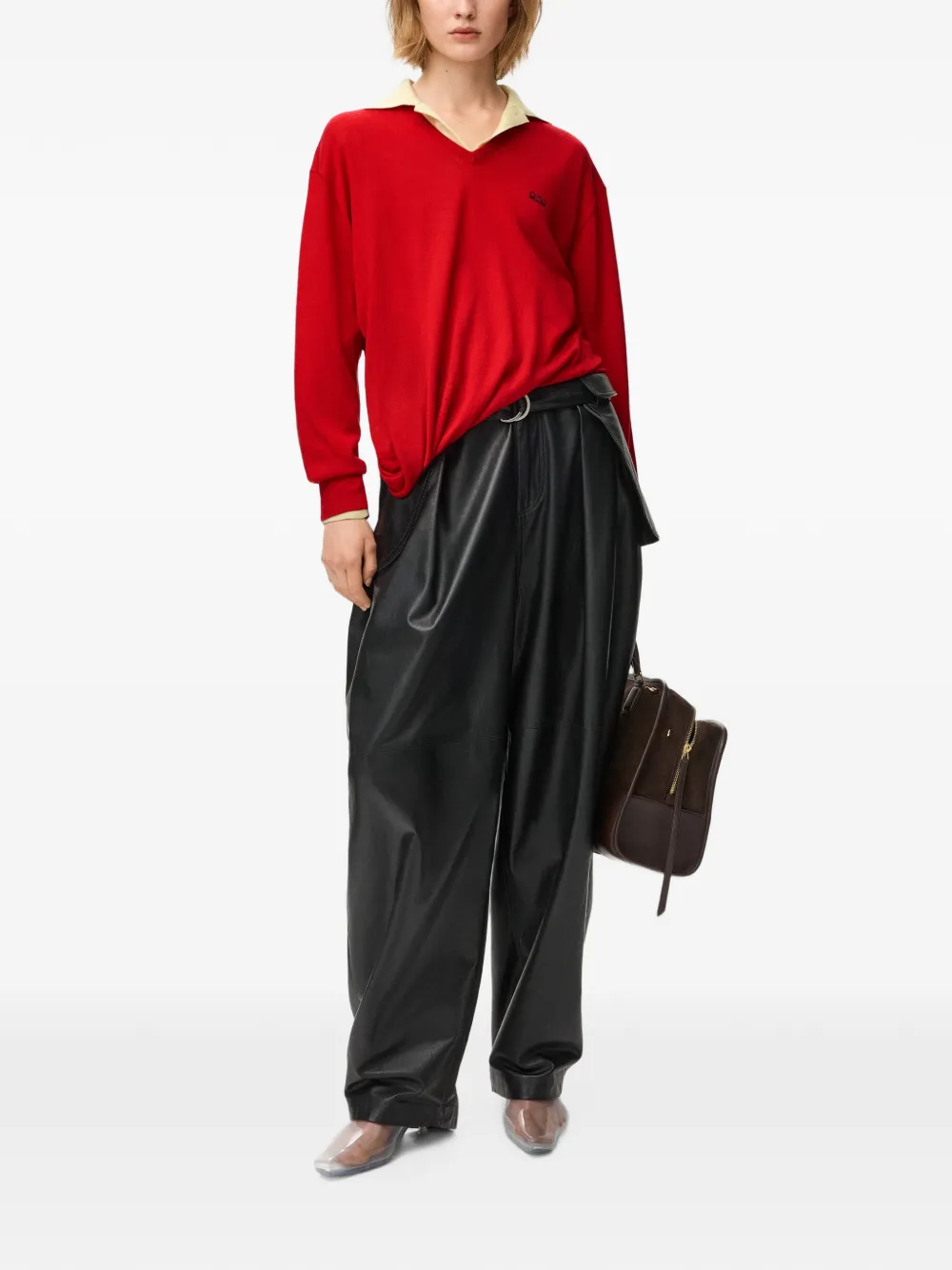 LOEWE Trui met V-hals en gedraaid effect Rood