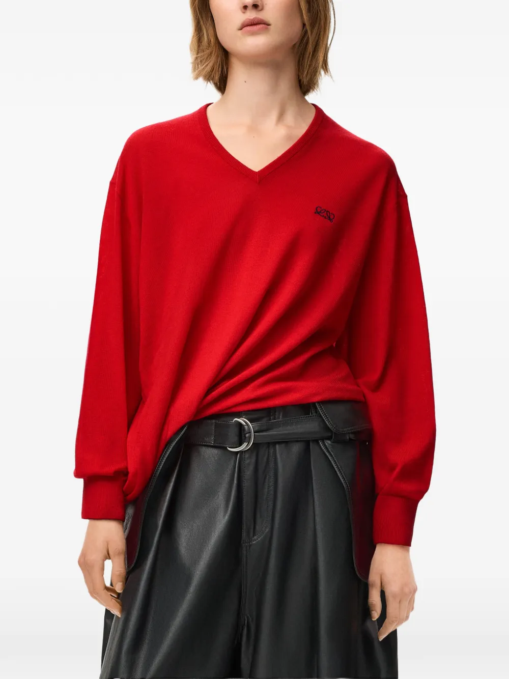 LOEWE Trui met V-hals en gedraaid effect Rood