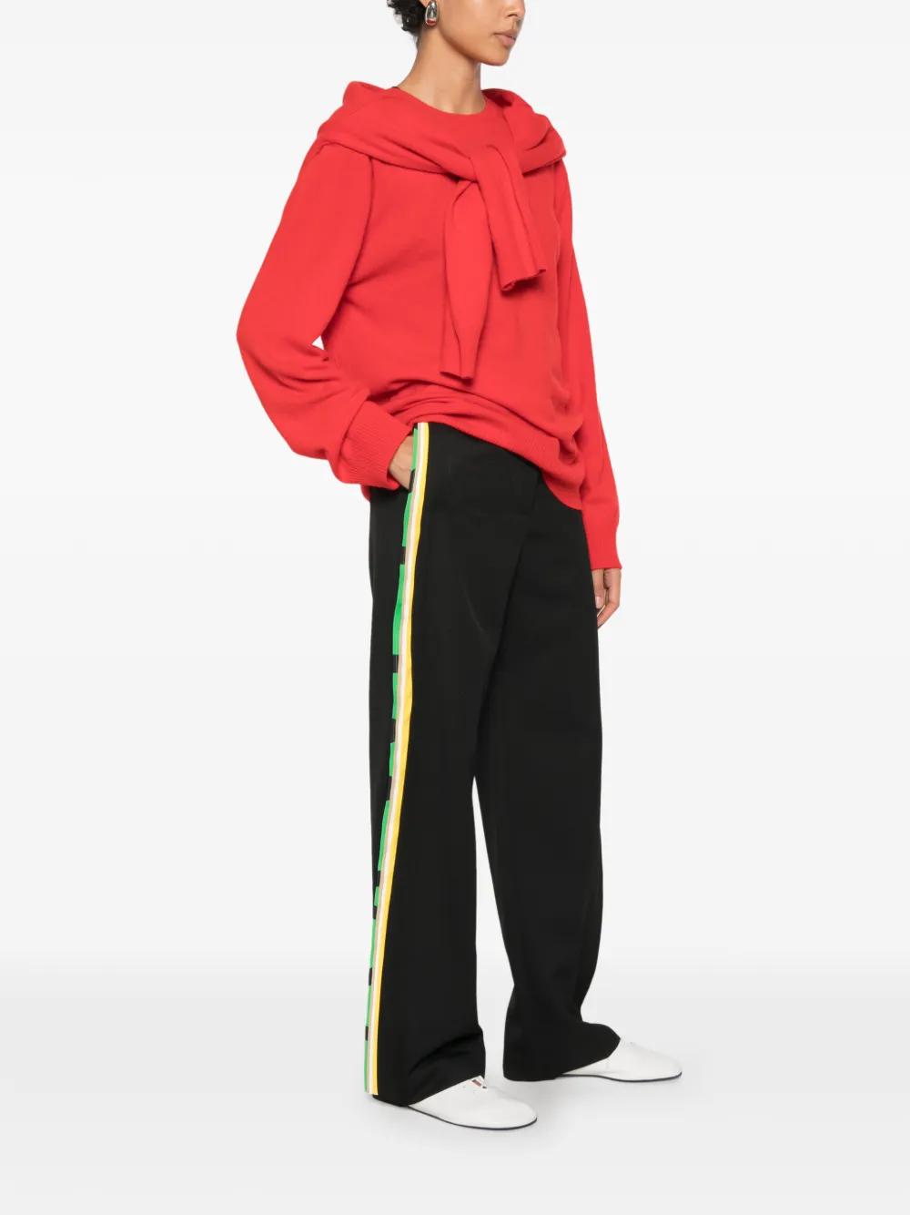 LOEWE Broek met zijstreep en riemlussen Zwart