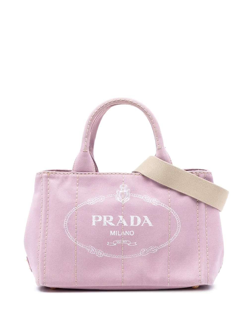 Prada Pre-Owned 2013-2026 Small Canvas Canapa Logo satchel - Rosa