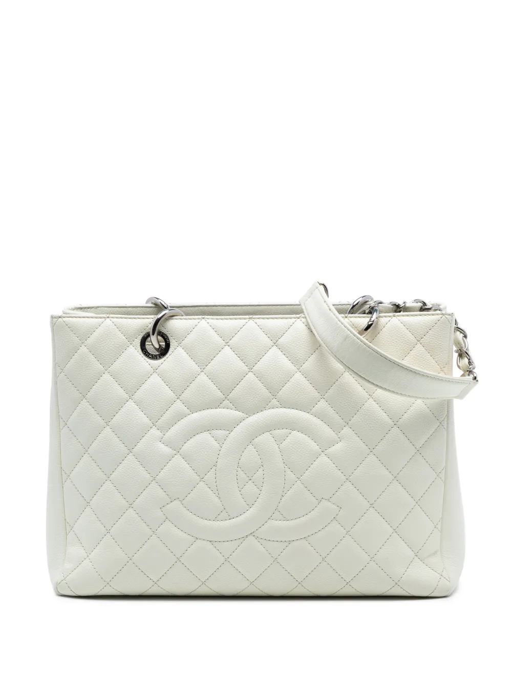 CHANEL Pre-Owned 2012-2013 Caviar Grand Shopping tote bag - Bianco