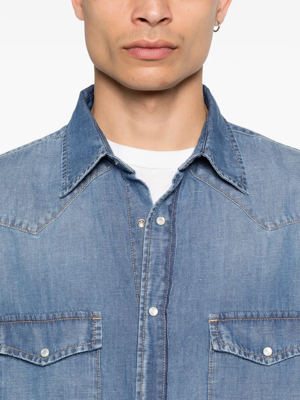 Jacob Cohën Denim overhemd met puntkraag Blauw