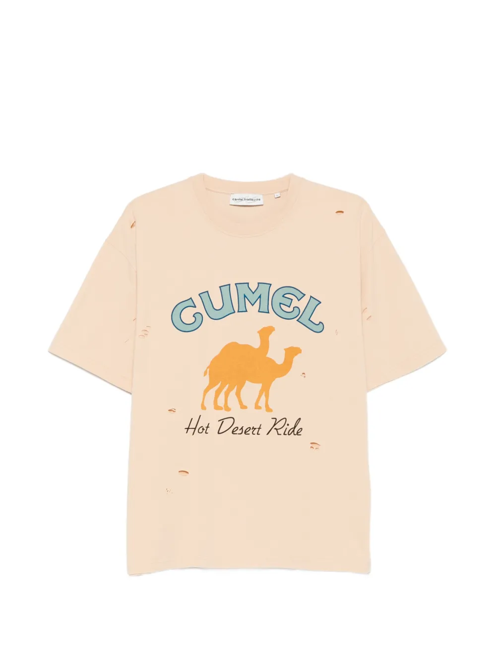 CARNE BOLLENTE Cumel graphic distressed T-shirt - Nude