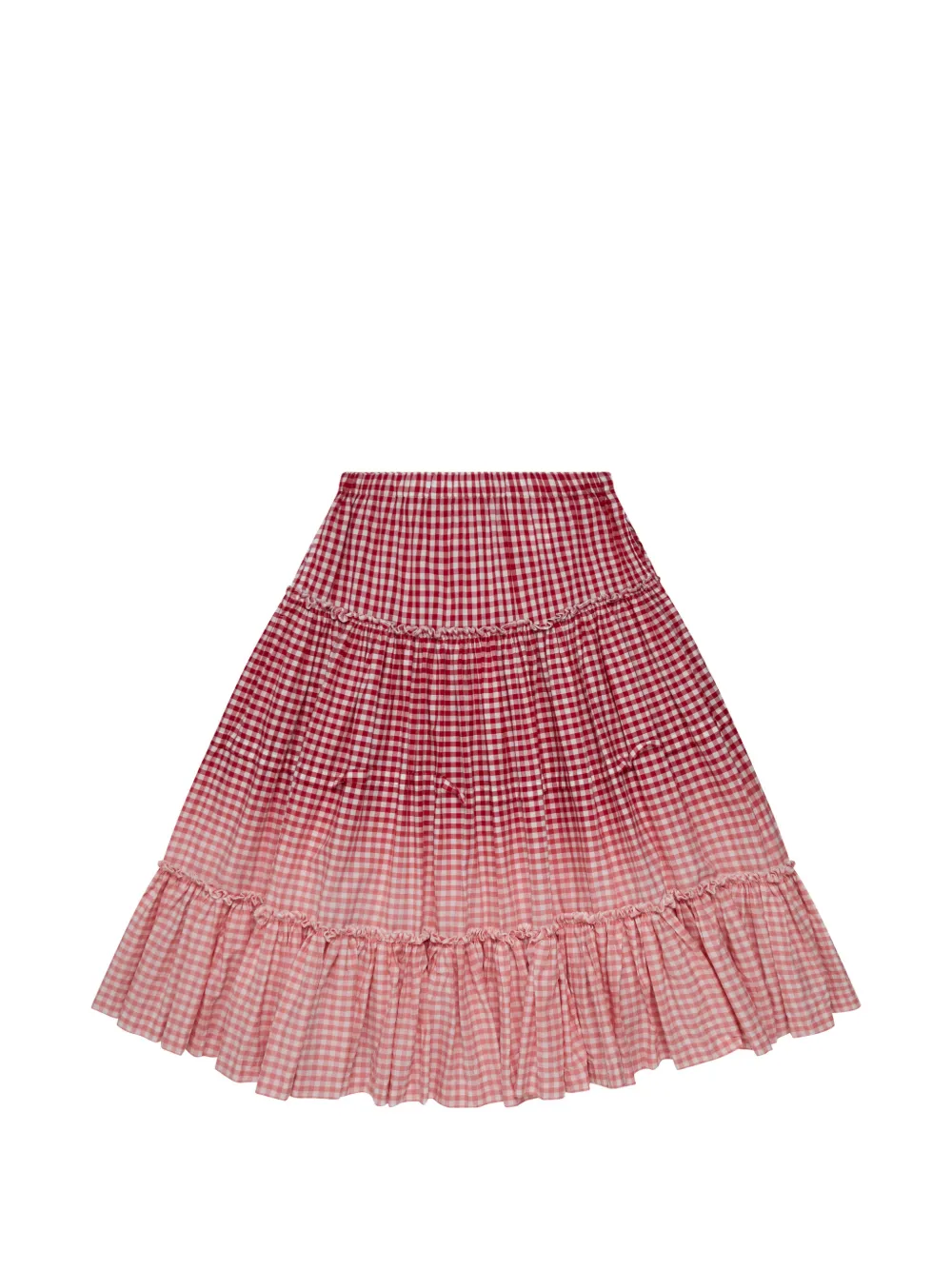 Comme Des Garçons Tao Gingham-check Tiered Skirt In Red