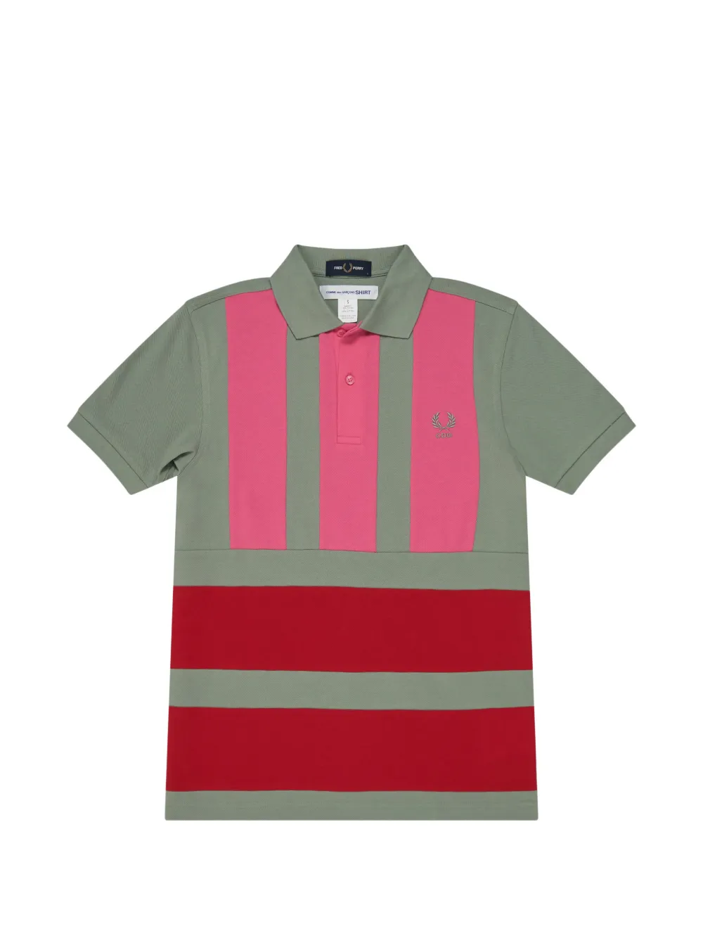 Comme Des Garçons Shirt x Fred Perry colour-block striped polo shirt - Verde