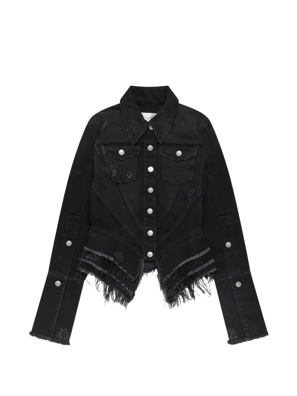 matieres fecales frayed-edge distressed denim jacket - Schwarz