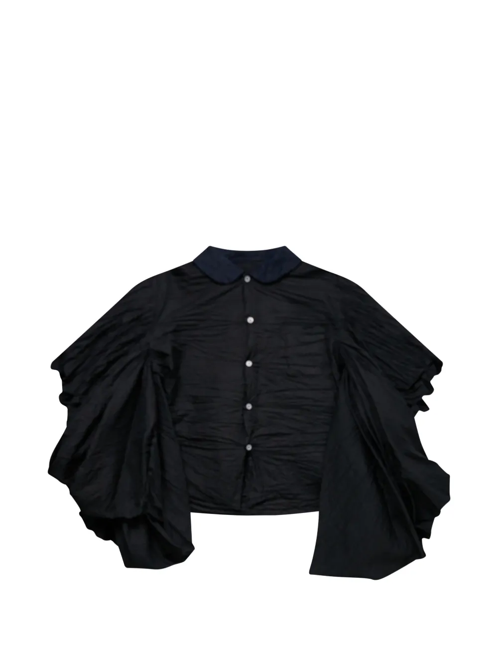 Comme Des Garçons Tao Ruched Peter Pan-collar Shirt In Black