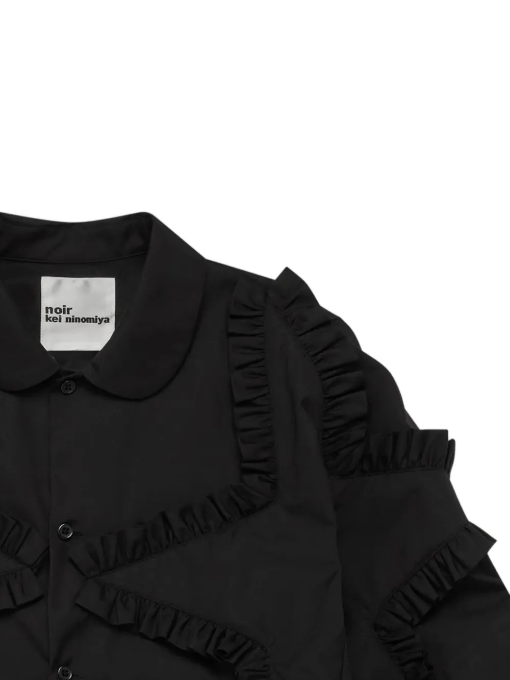 Noir Kei Ninomiya Blouse met ruches en korte mouwen Zwart