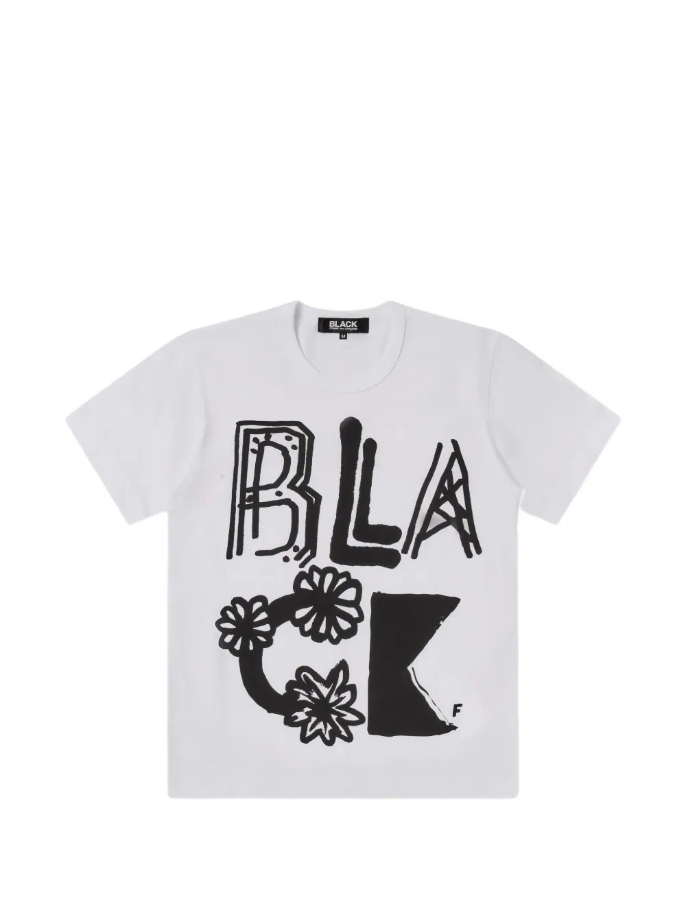 Black Comme Des Garçons text-print T-shirt - Bianco
