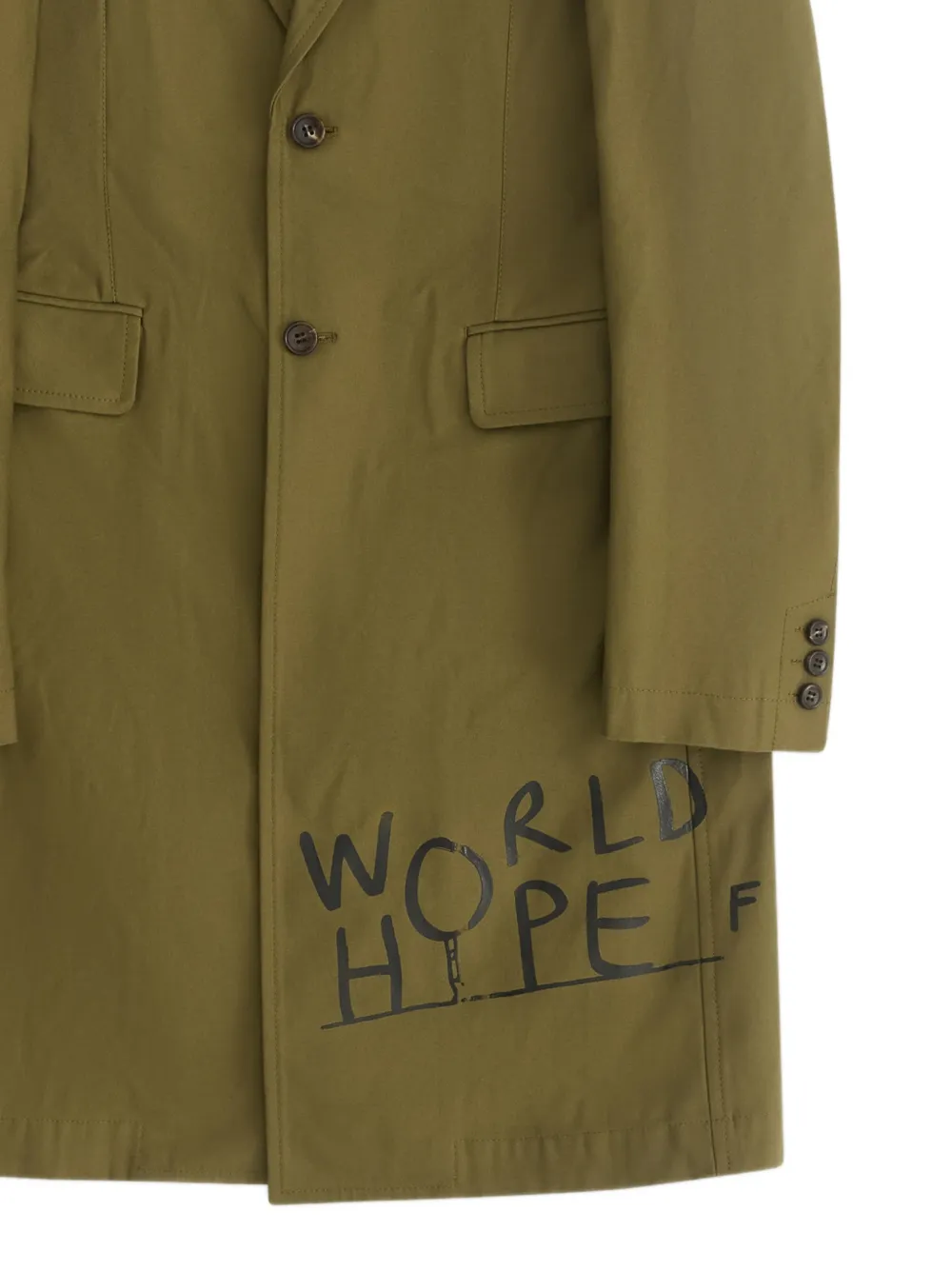 Comme Des Garçons Shirt x Dan Perjovschi jas met tekst Groen