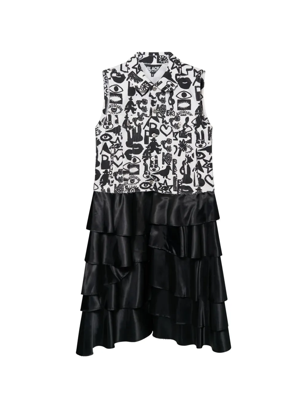 Black Comme Des Garçons graphic-print ruffled dress - Nero