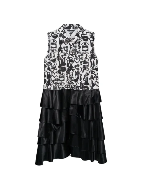 Black Comme Des Garçons graphic-print ruffled dress