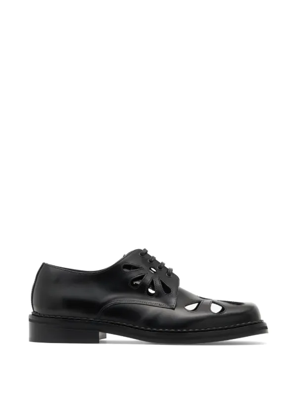 Simone Rocha Daisy Cut-out Lace-up Loafers in Black