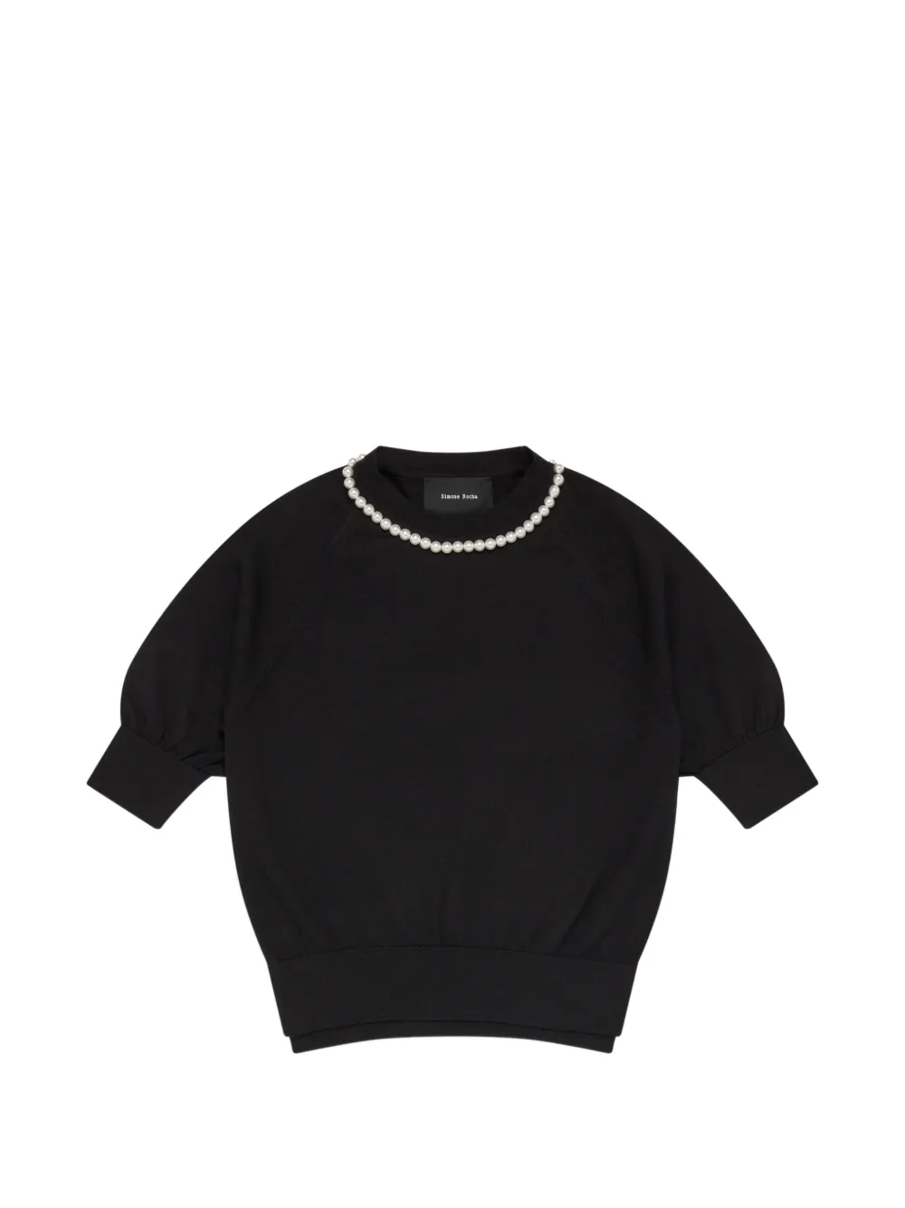 Simone Rocha pearl-embellished puff-sleeve sweater - Nero