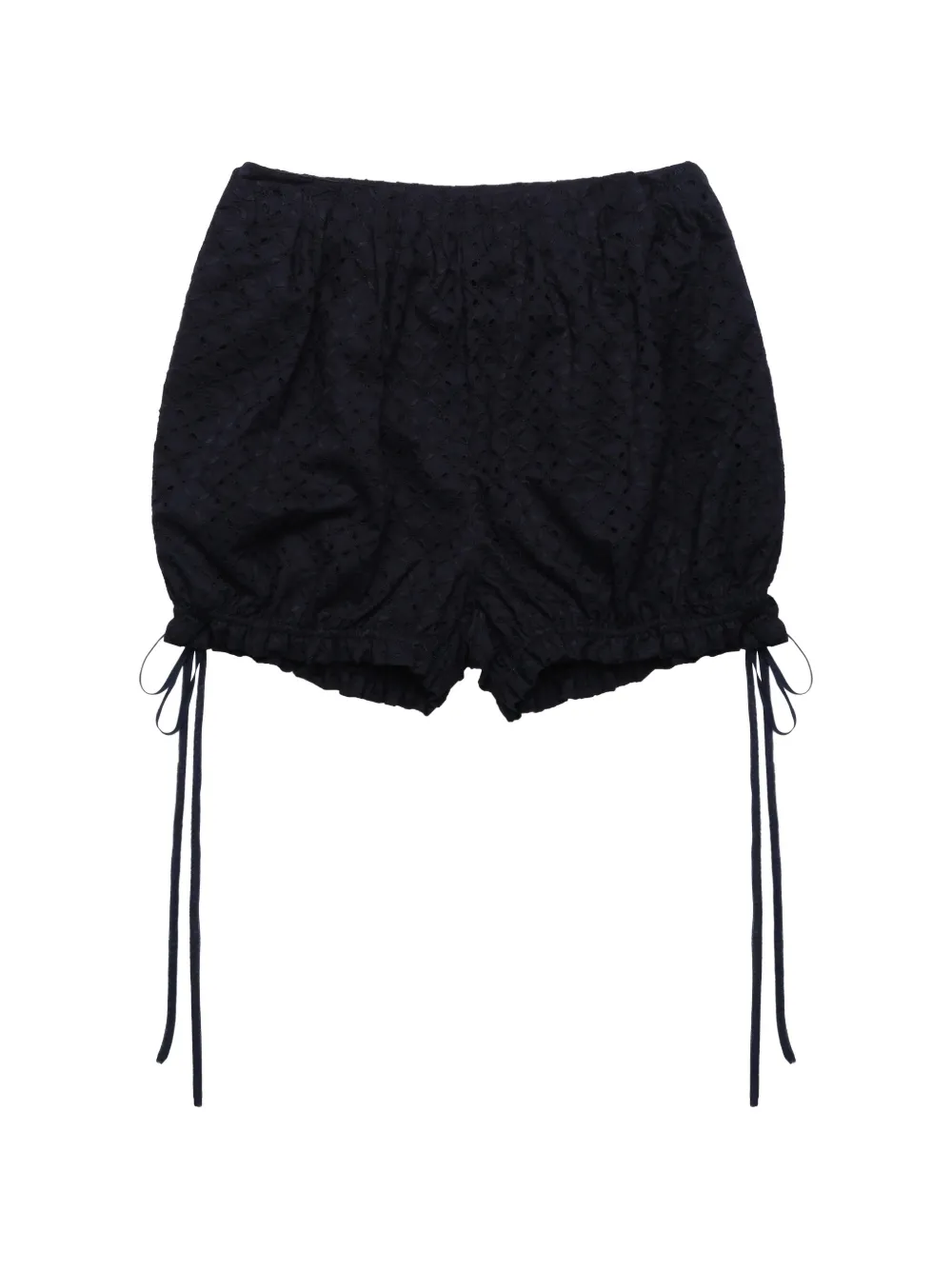 Pauline Dujancourt Broderie-anglaise Drawstring Shorts in Black, view 2