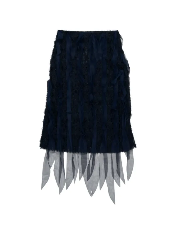 Pauline Dujancourt Fringed Textured-knit Skirt in Blue