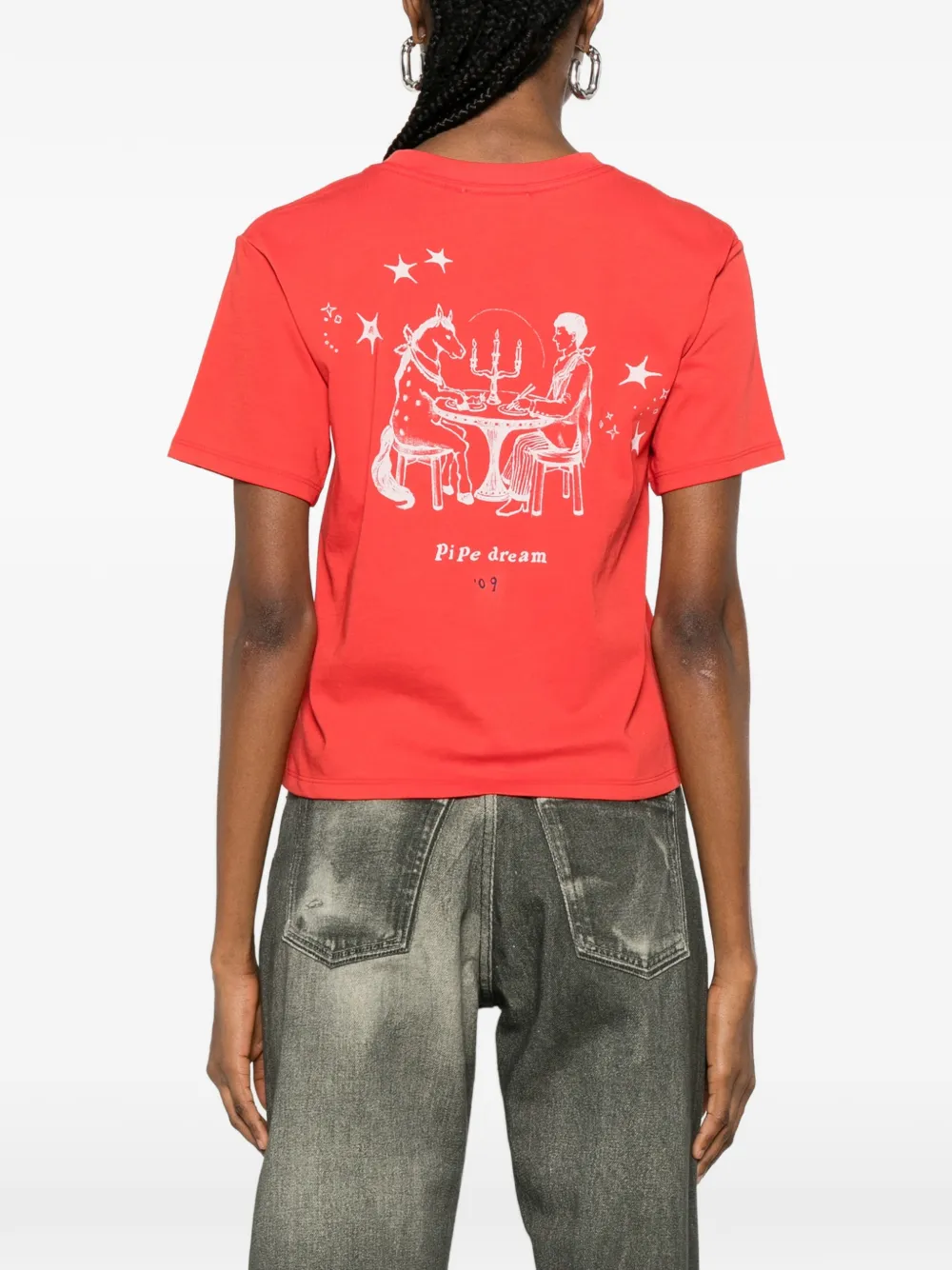 Low Classic T-shirt met ronde hals Rood