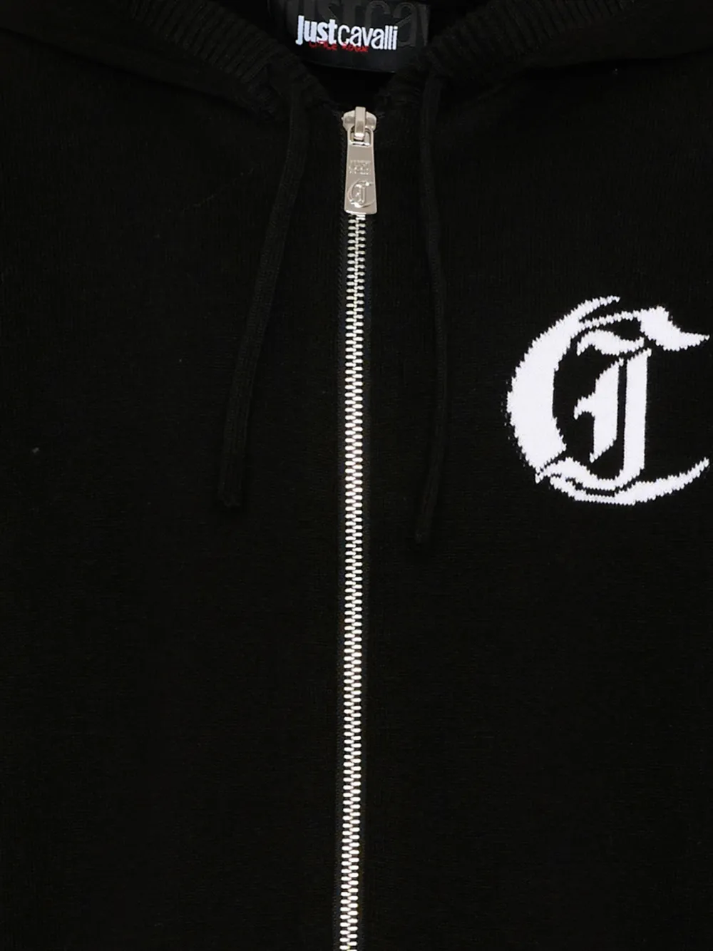 Just Cavalli Kids Hoodie met rits Zwart