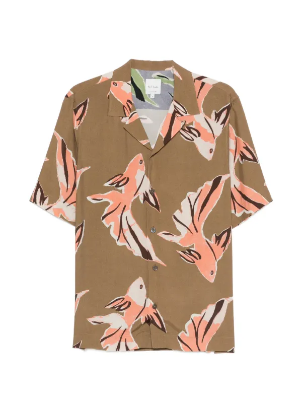 Paul Smith Fish Print Shirt | Brown | FARFETCH TH