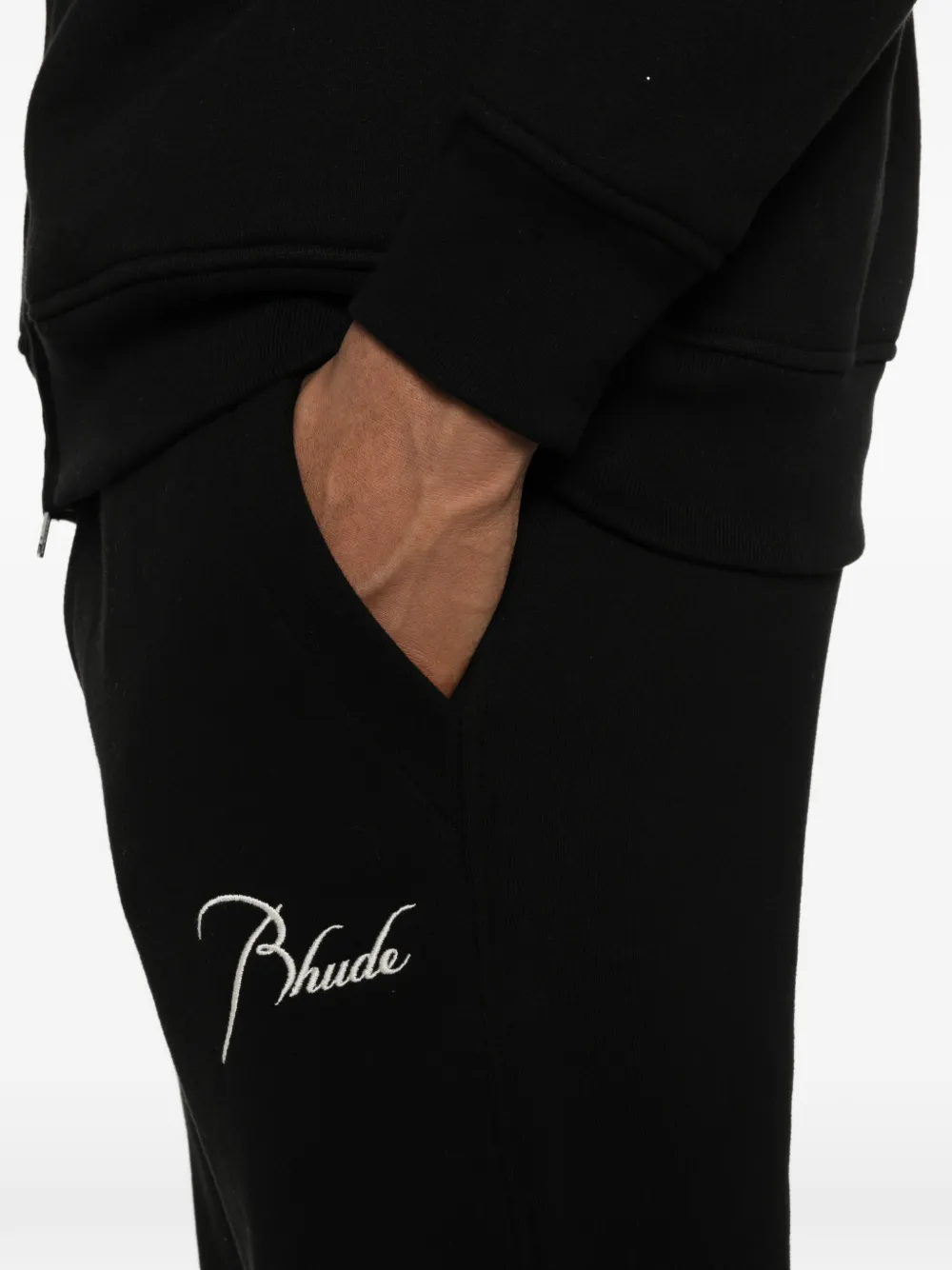 RHUDE Broek met trekkoord en logo Zwart