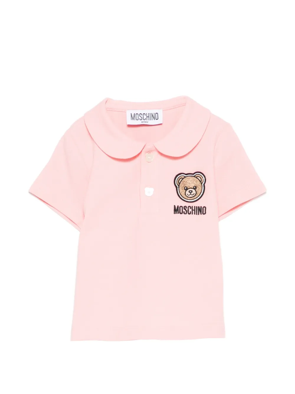 Moschino Kids teddy-embroidered polo shirt - Rosa
