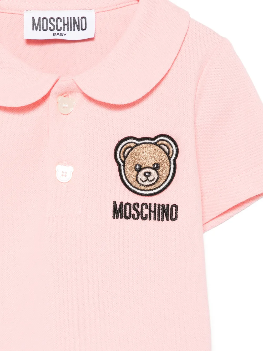 Moschino Kids Poloshirt met geborduurde teddybeer Roze