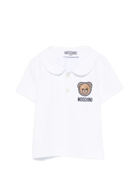 Moschino Kids  logo-embroidered peter pan collar polo shirt