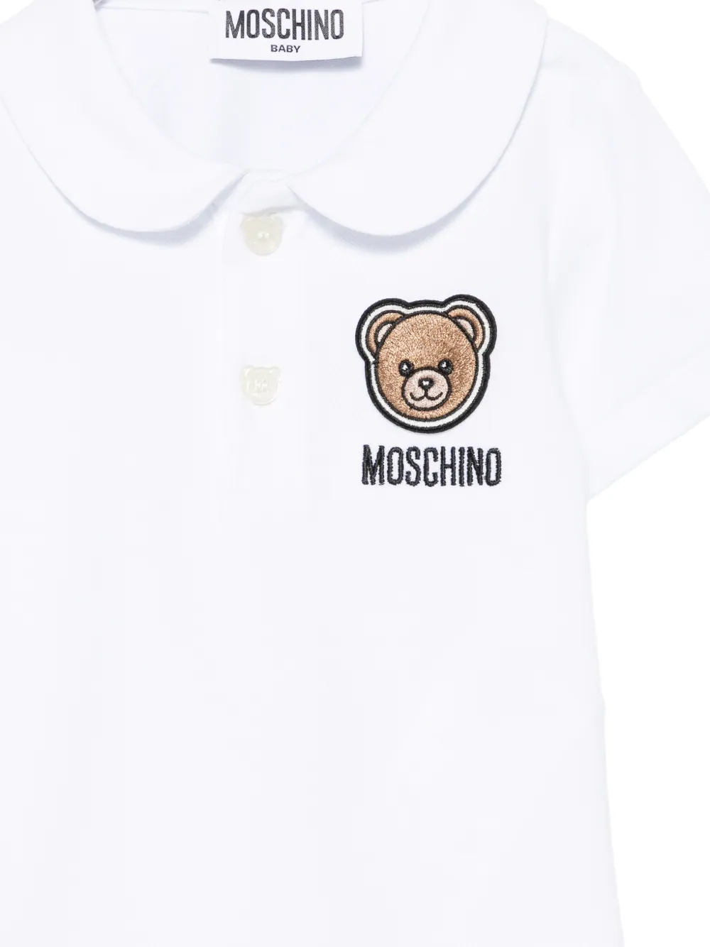 Moschino Kids Poloshirt met Peter Pan kraag en geborduurd logo Wit