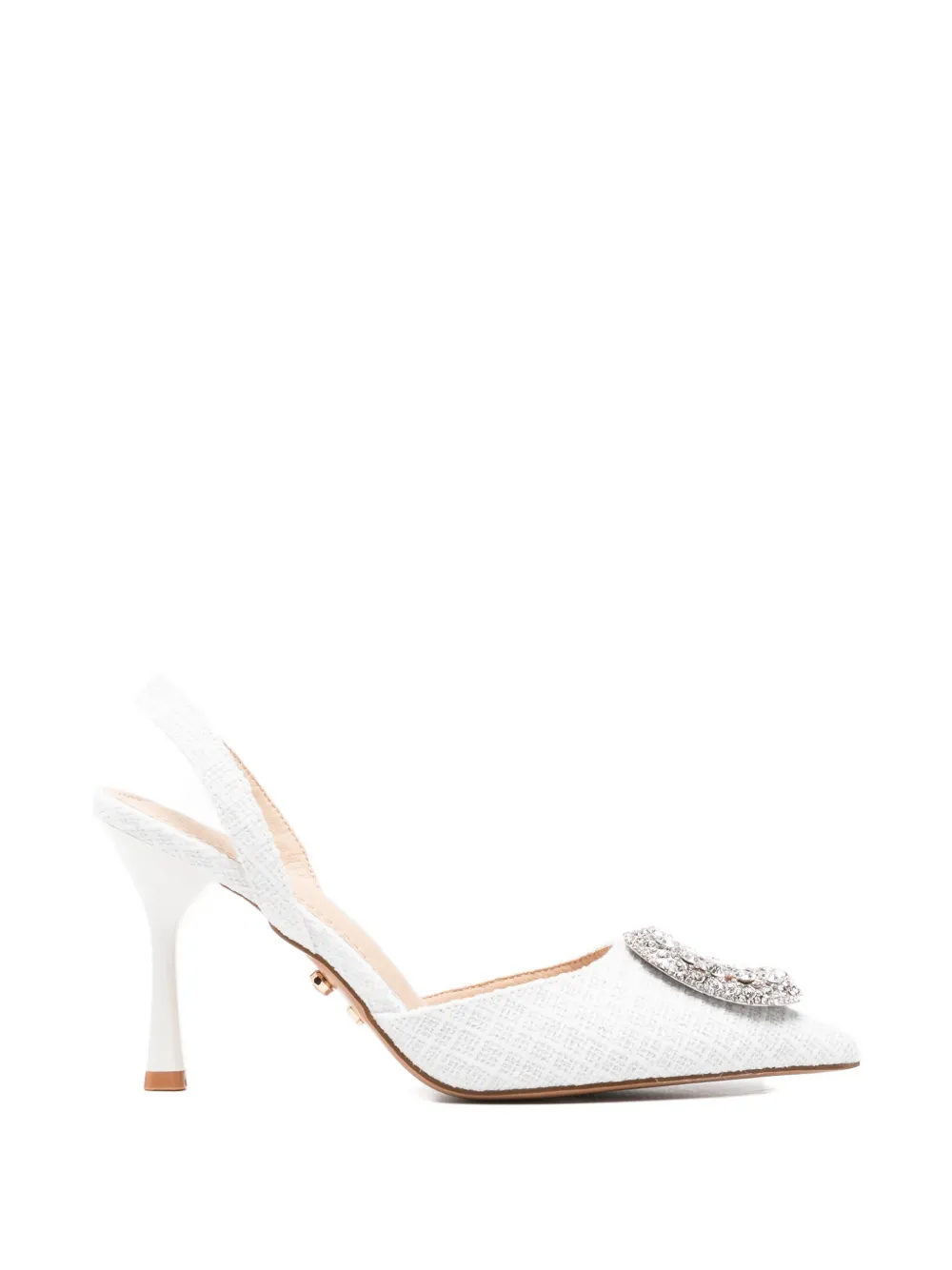 Twenty Four Haitch Tortuga Embellished Slingback Pumps In White