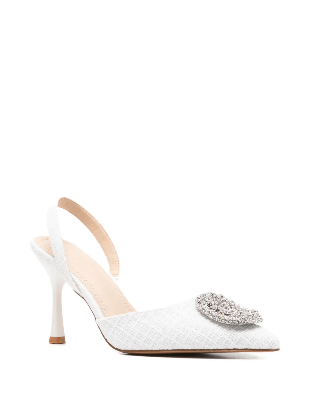  Twenty Fourhaitch Tortuga Embellished Slingback Pumps - White 