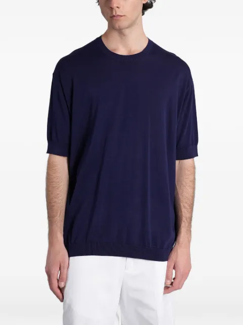 Greyed ribbed-trim short-sleeve T-shirt
