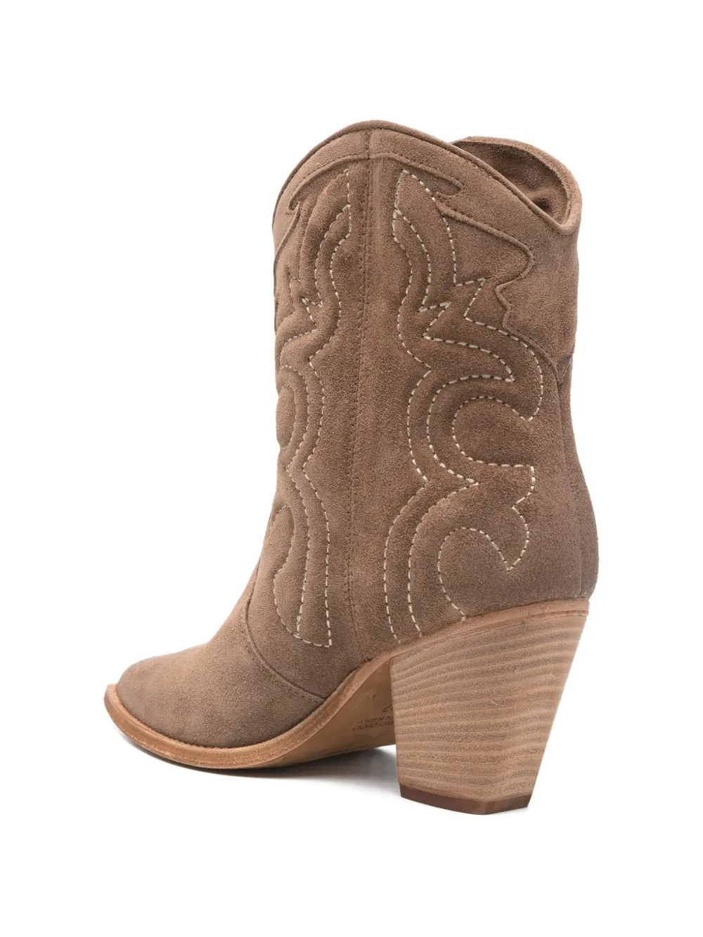 Julie Dee Laarzen met borduurwerk en puntige neus Bruin